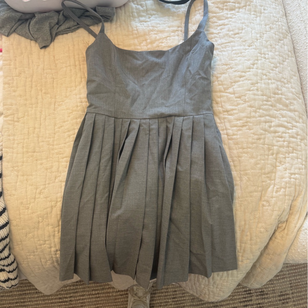 Aritzia Grey Pleated Dress